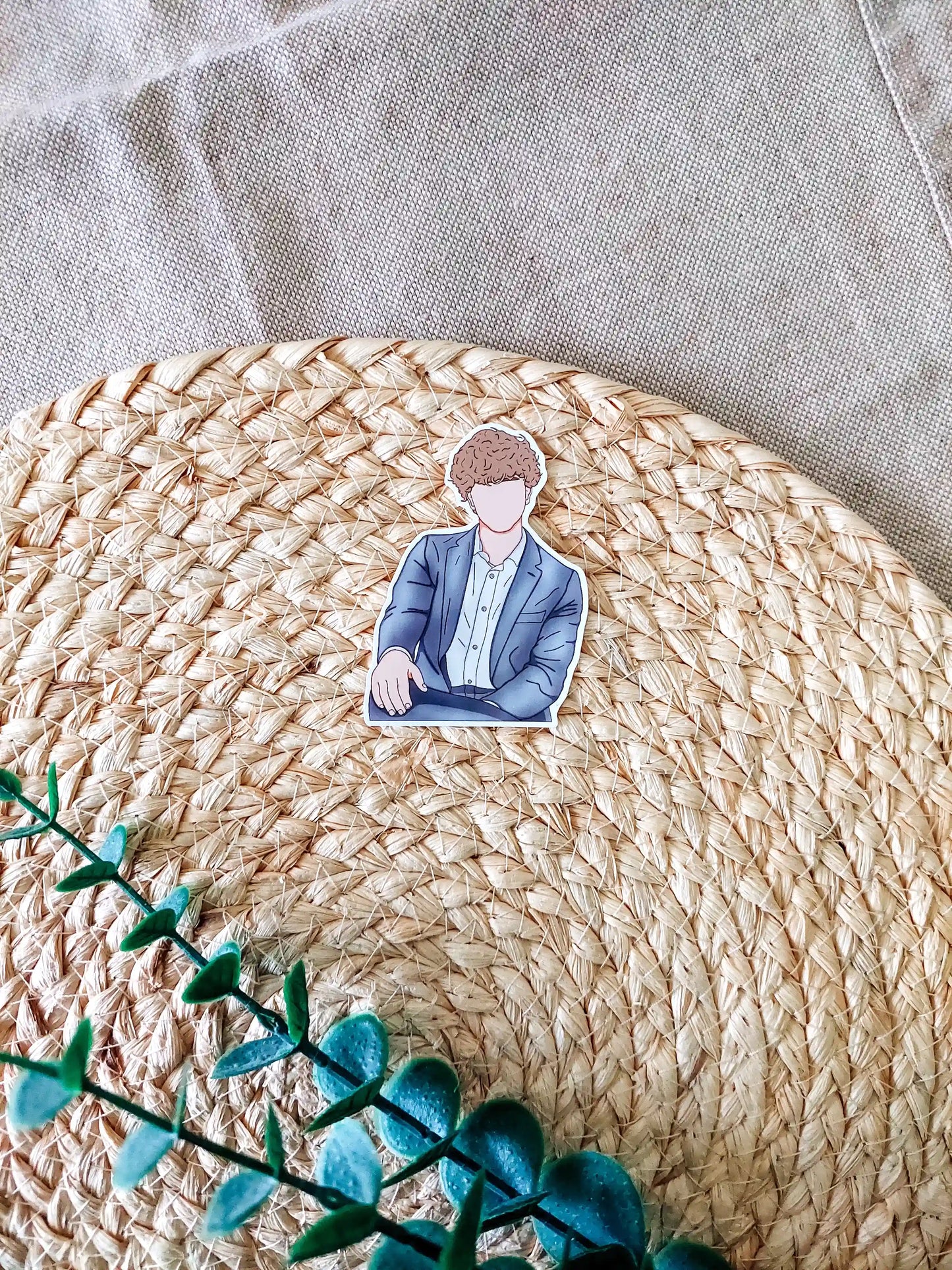 Close up photo of a vinyl sticker inspired by The Summer I Turned Pretty, featuring Jeremiah Fisher.