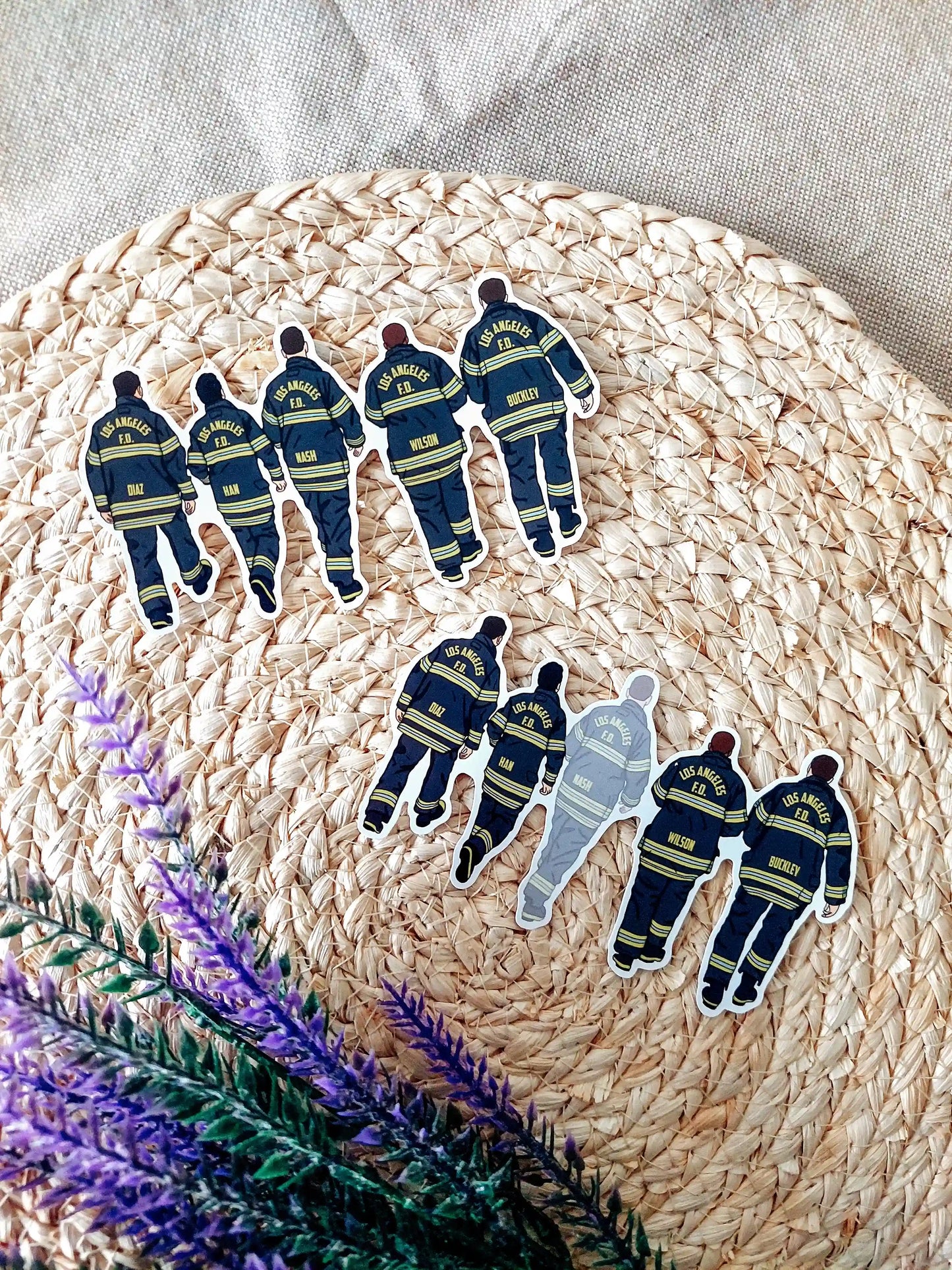 Close up photo of a vinyl sticker inspired by 9-1-1, featuring the 118th.