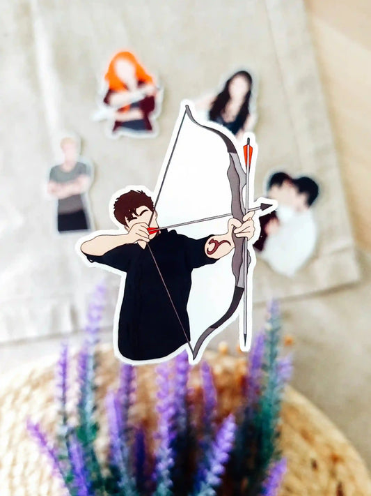 Close up photo of a vinyl sticker inspired by Shadowhunters, featuring Alec Lightwood.