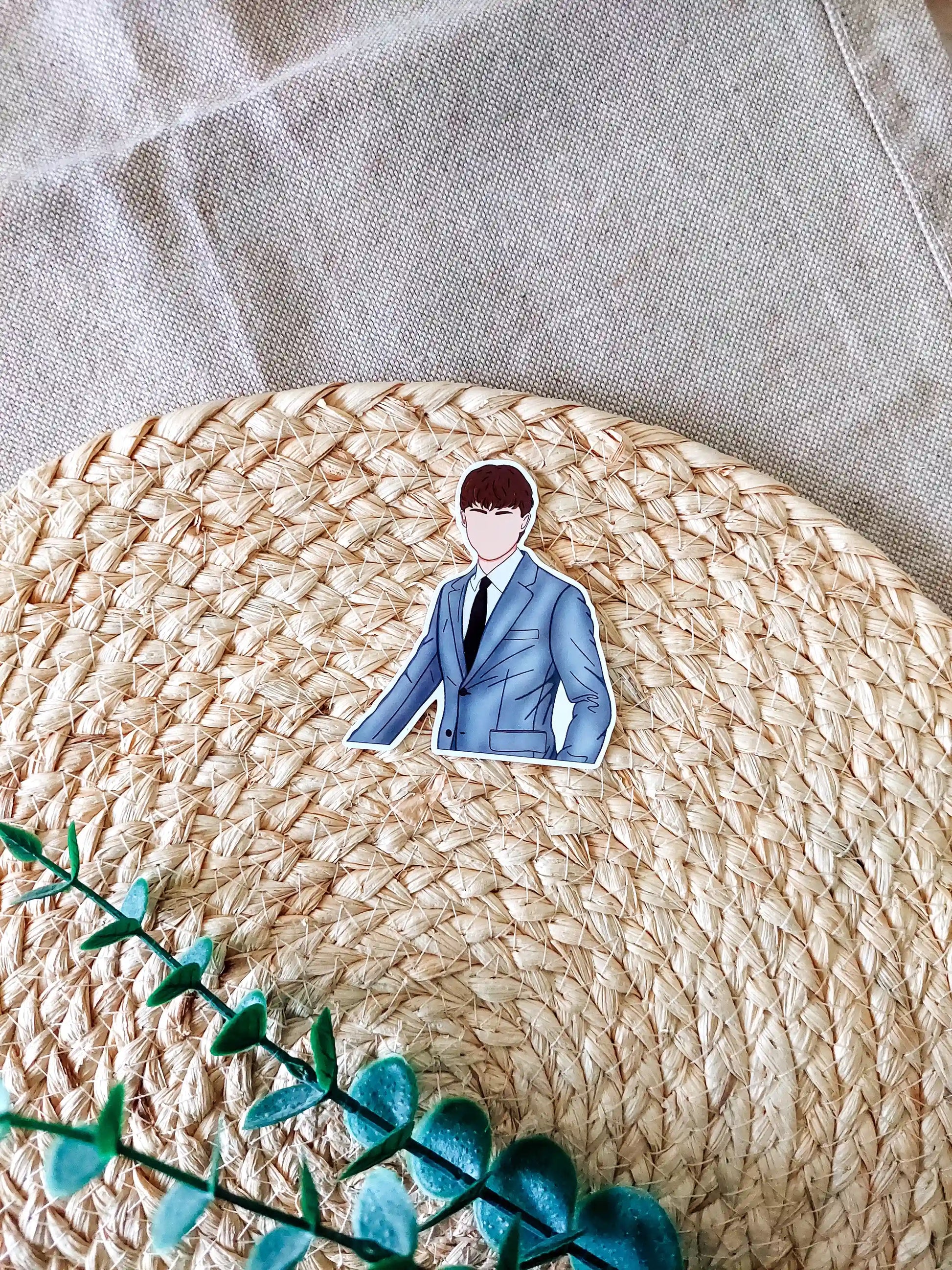 Close up photo of a vinyl sticker inspired by The Summer I Turned Pretty, featuring Conrad Fisher.