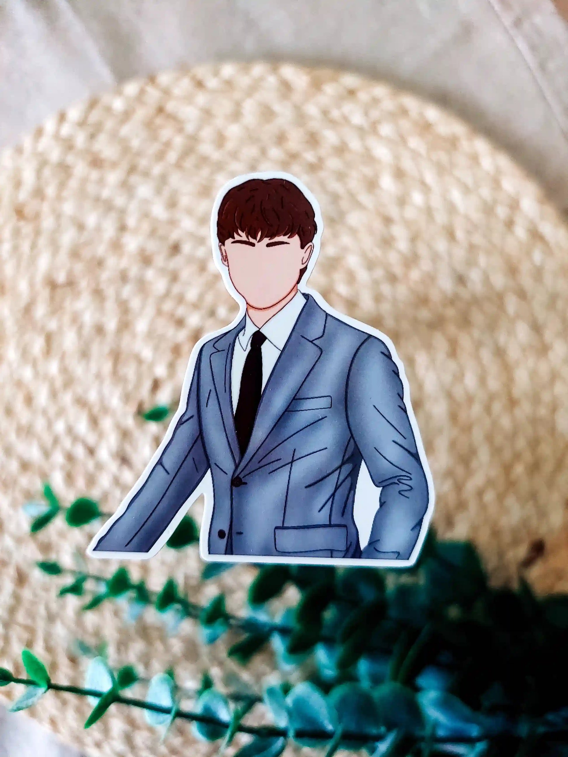 Close up photo of a vinyl sticker inspired by The Summer I Turned Pretty, featuring Conrad Fisher.