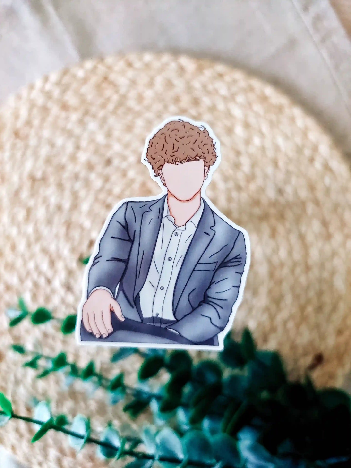 Close up photo of a vinyl sticker inspired by The Summer I Turned Pretty, featuring Jeremiah Fisher.